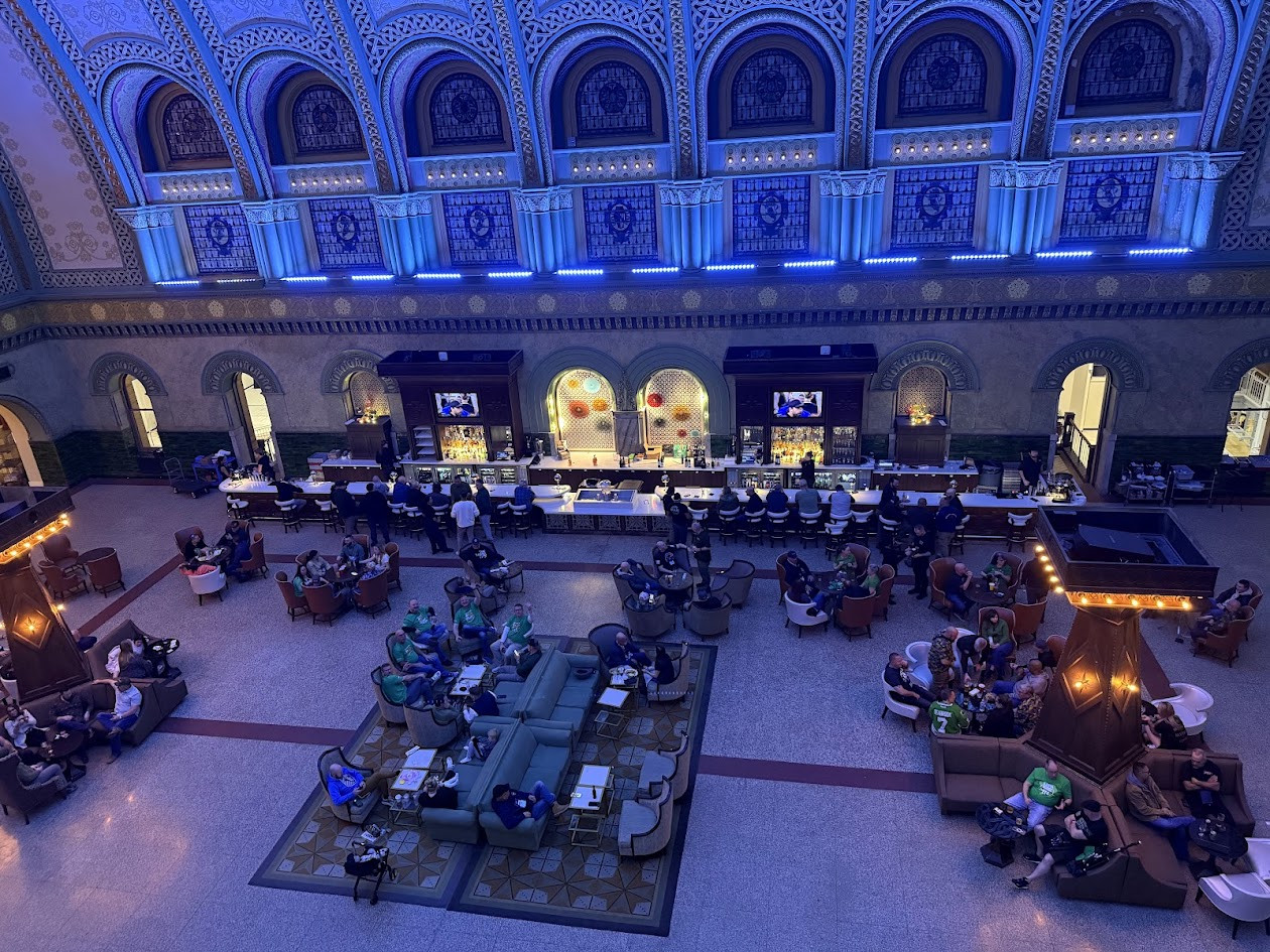 Grand Hall at St. Louis Union Station Hotel illuminated at night