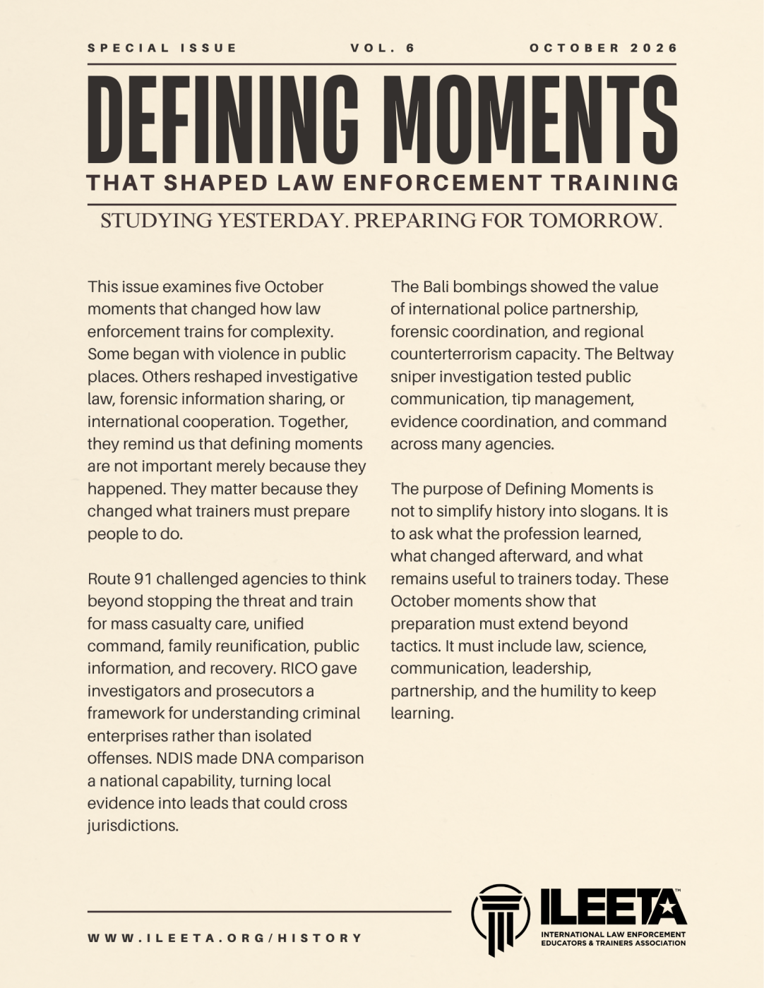 October 2026 Defining Moments That Shaped Law Enforcement Training